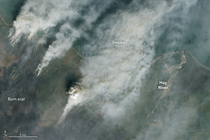 Fire moves toward Hay River in the Northwest Territories of Canada