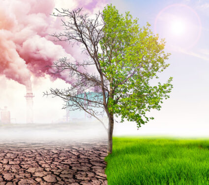 Comparing,Green,Earth,And,Effect,Of,Air,Pollution,From,Human