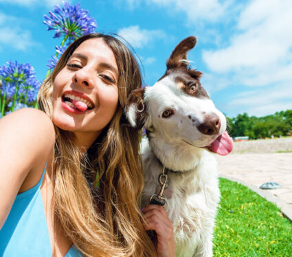 Selfie,Portrait,Of,Young,Colombian,Latina,Woman,,With,Her,Border