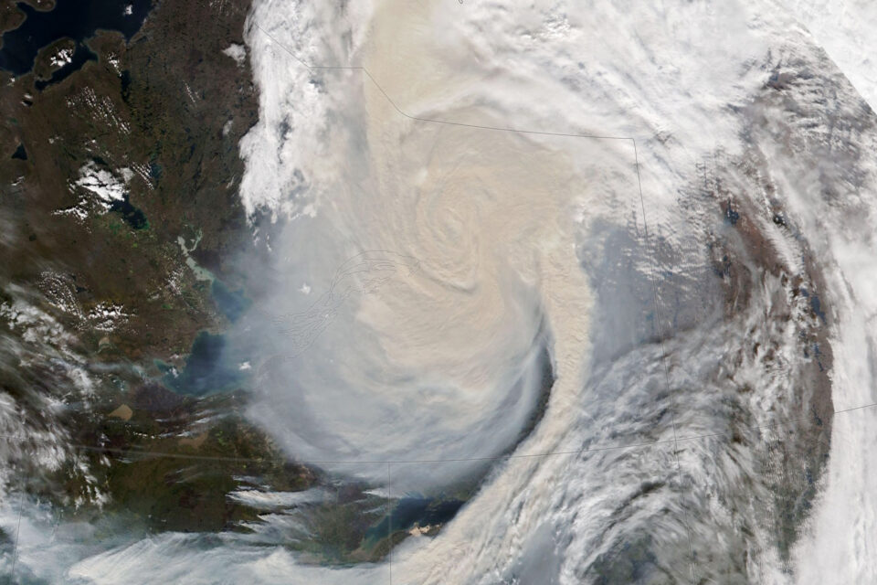 Smoke-infused storm cloud over the Northwest Territories 