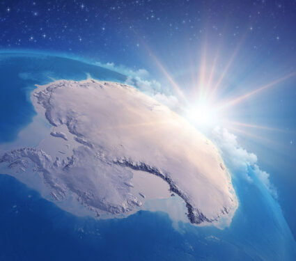 Sunrise,Through,Clouds,,Upon,A,High,Detailed,Satellite,View,Of