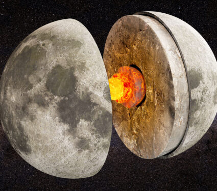 Structure,Of,Moon,In,Space,,3d,Rendering