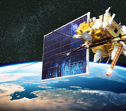 Modern,Weather,Space,Satellite,Monitoring,Earth,From,Orbit.,3d,Rendering