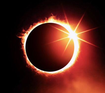 Solar,Eclipse,On,Dark,Sky