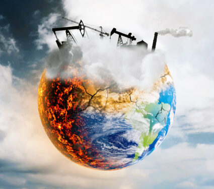 Conceptual,Photo,Depicting,Earth,Destroyed,By,Global,Warming,And,Industrial