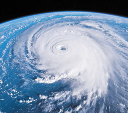 Hurricane,Over,The,Atlantic,Seen,From,A,Satellite.,Elements,Of
