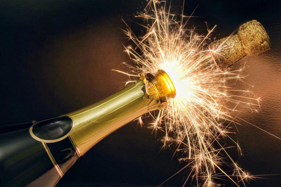 Champagne bottle cork "pop" involves supersonic speed