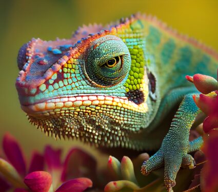 Chameleon,On,The,Flower.,Beautiful,Extreme,Close-up.
