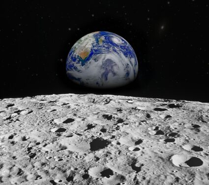 Planet,Earth,As,Seen,From,Surface,Of,The,Moon.,Elements