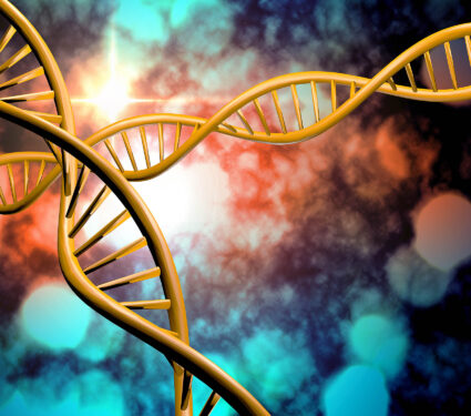 3d,Dna,Strand,With,Vibrant,Colors,For,Genetics,Background