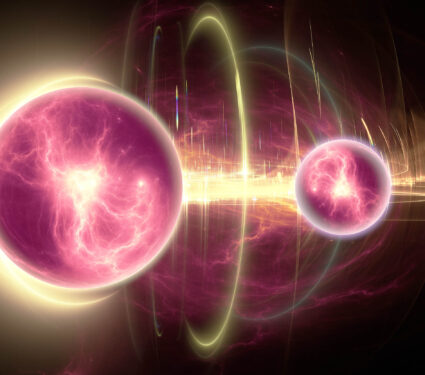 Particles,,Quantum,Entanglement,(quantum,Correlation),,Quantum,Mechanics.,3d,Illustration