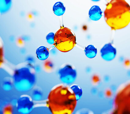 3d,Illustration,Of,Molecule,Model.,Science,Or,Medical,Background,With