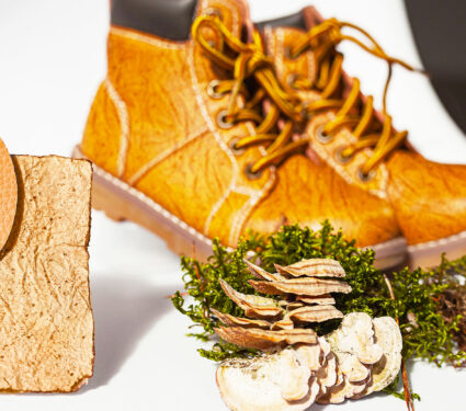 Vegan,Leather,Shoes,From,Mushroom,Mycelium,And,Samples,Of,Vegan