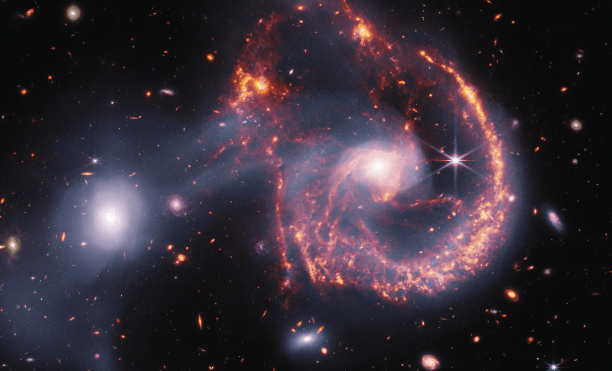 Webb captures a galaxy collision with a radiant smile