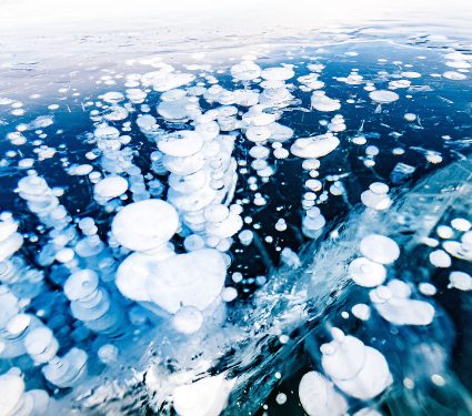 Gas,Methane,Bubbles,Frozen,In,Winter,Ice,Of,Lake,Baikal,