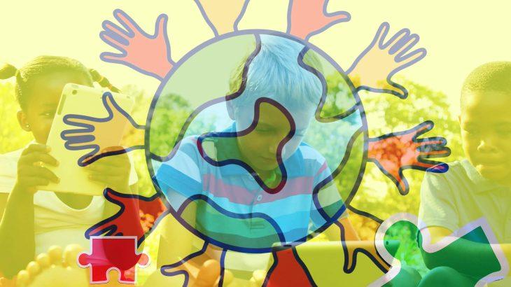 Image,Of,Colourful,Puzzle,Pieces,And,Globe,With,Hands,Over