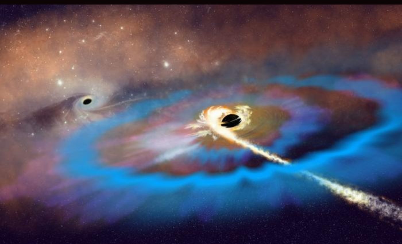 Runaway black hole caught in the act of devouring a star