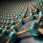 3d,Rendering,Of,Graphene,Surface,,Blue,Atoms,And,Orange,Bonds,