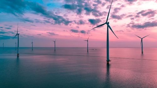 Aerial,Drone,View,Wind,Turbine,Park,Ofsshore,Wind,Farm,In