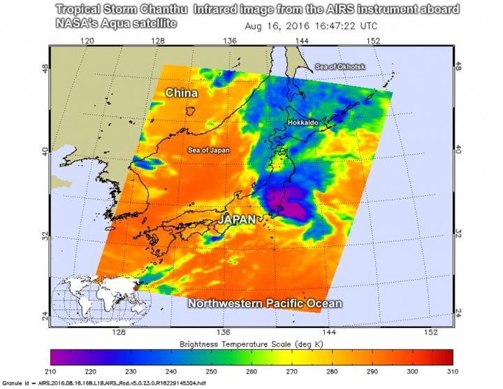 Tropical Storm Chanthu seen moving over northern Japan