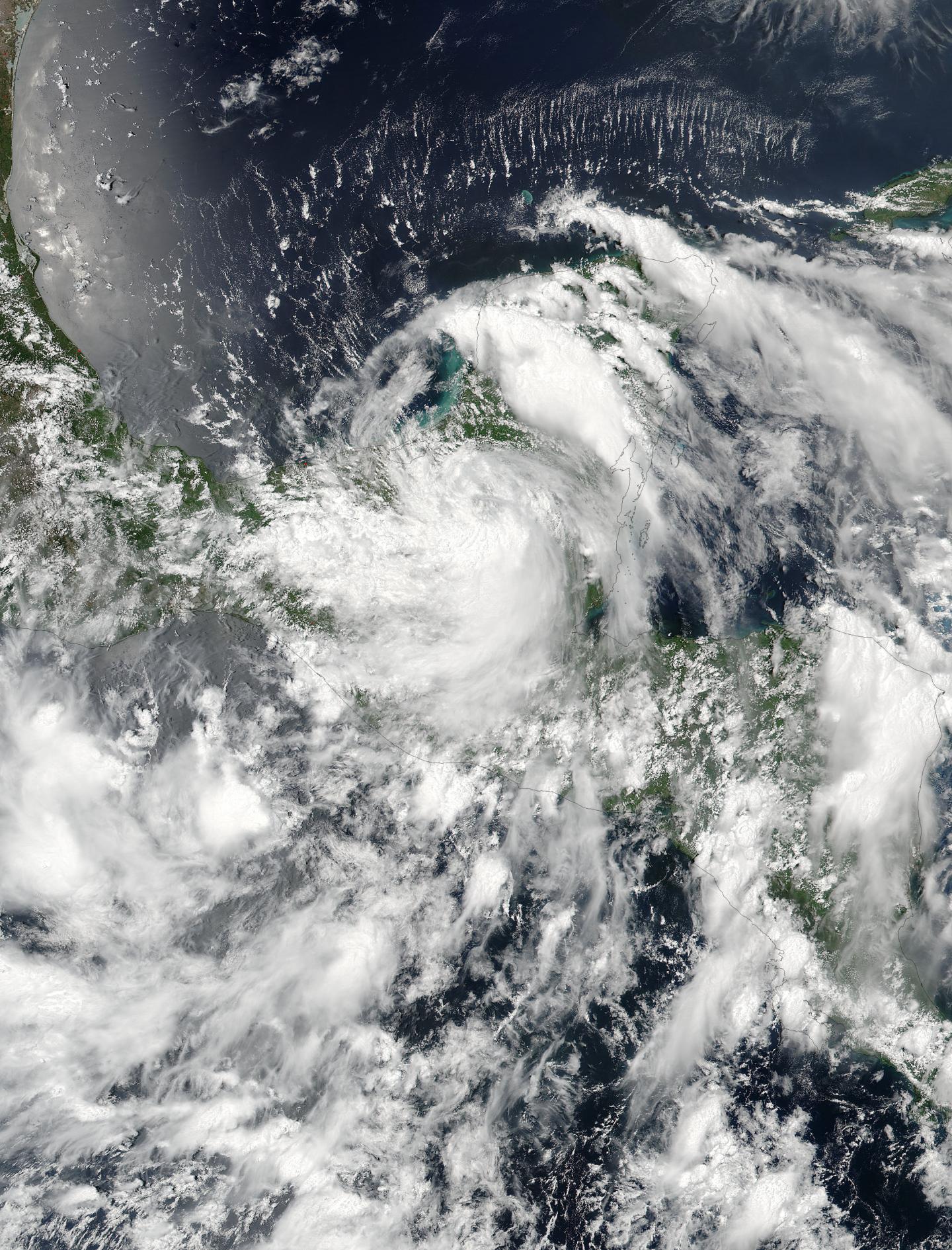 Tropical Storm Earl over Mexico's Yucatan Peninsula