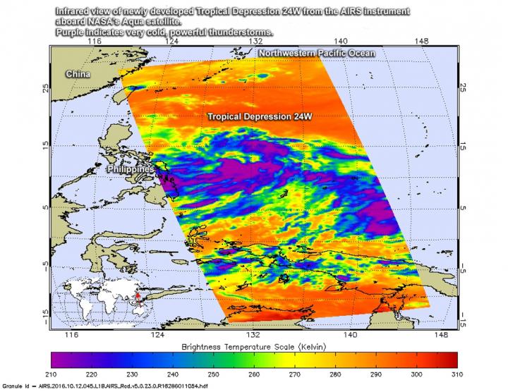 Tropical Depression 24W forms east of Philippines