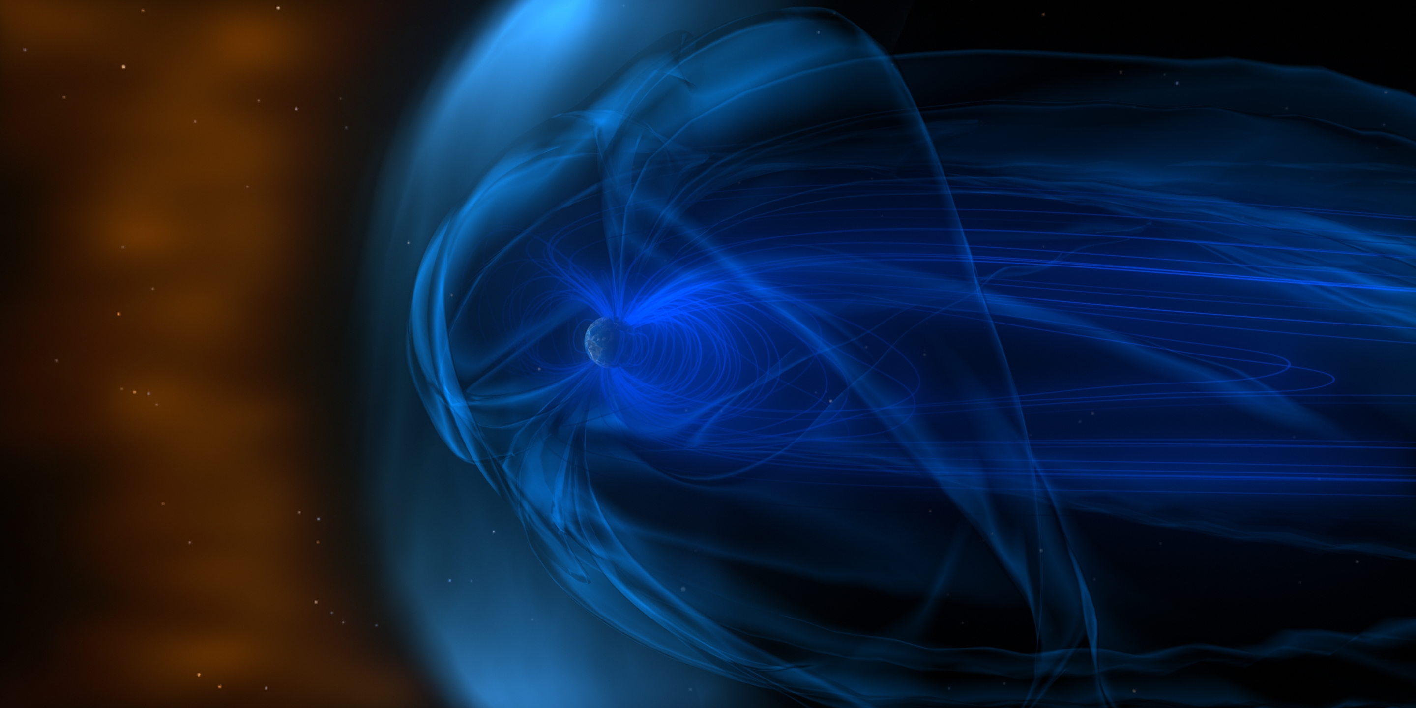 Earth’s magnetic field shields the planet from solar wind