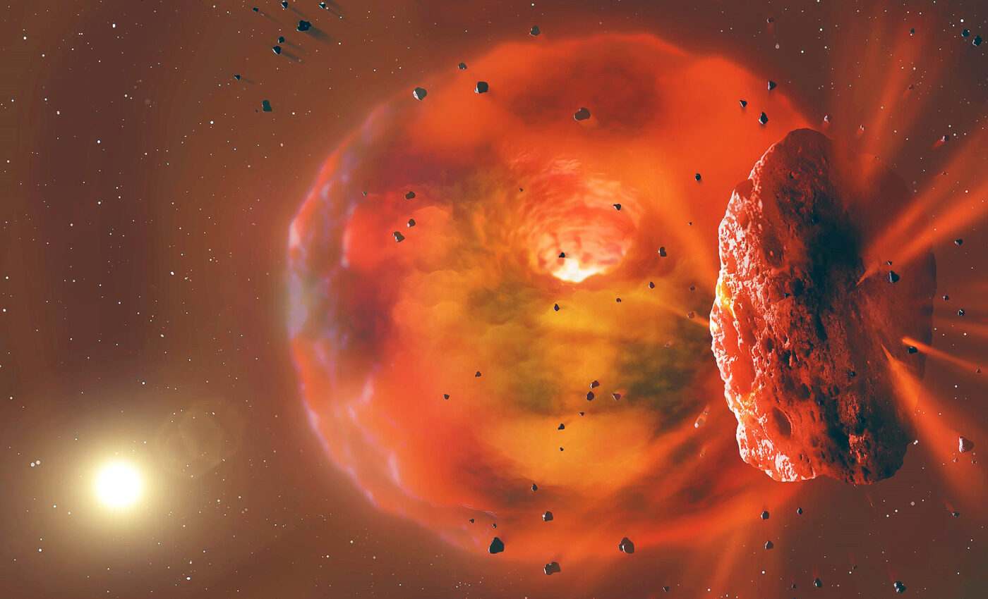 Aftermath of a huge planetary collision captured by telescope for the first time