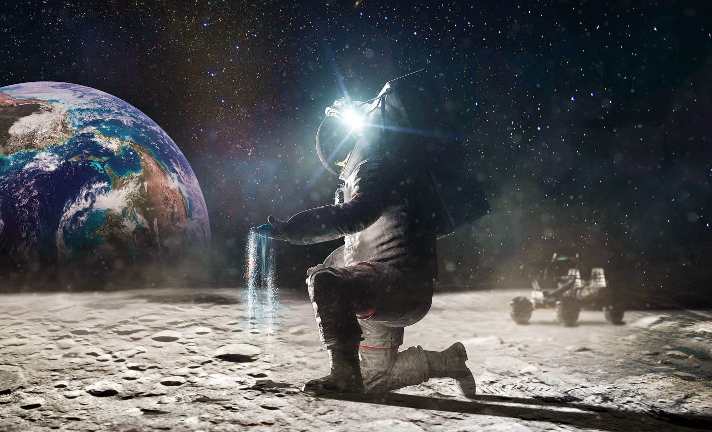 Turning moon soil and space debris into building materials