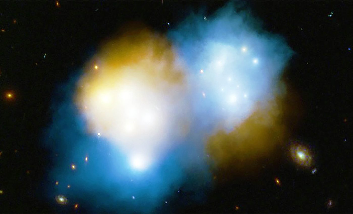 Dark matter seen separating from normal matter after galaxy cluster collision