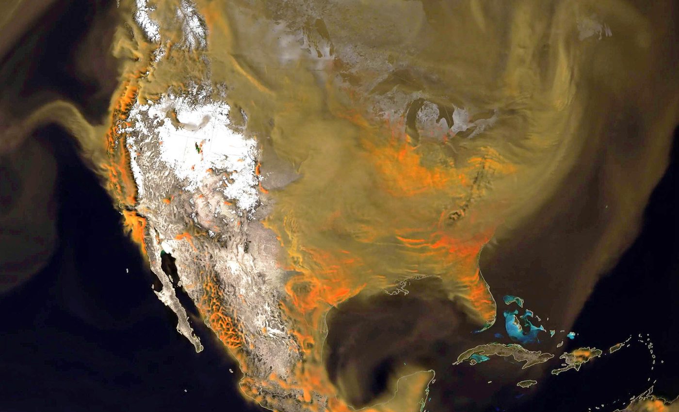 How carbon dioxide travels in the atmosphere