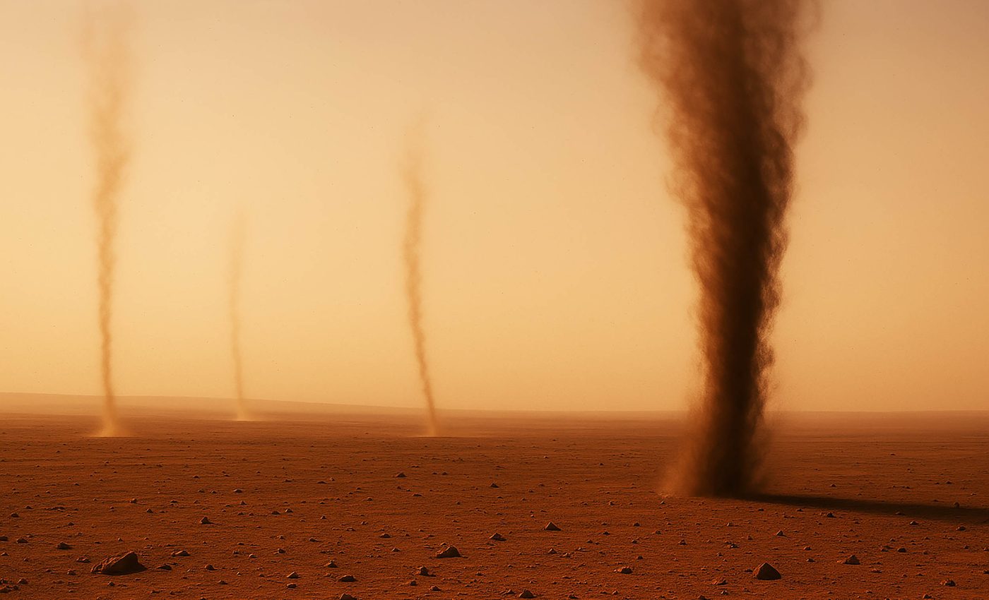 Right place, right time: Mars rover captures dust devils 'eating' each other