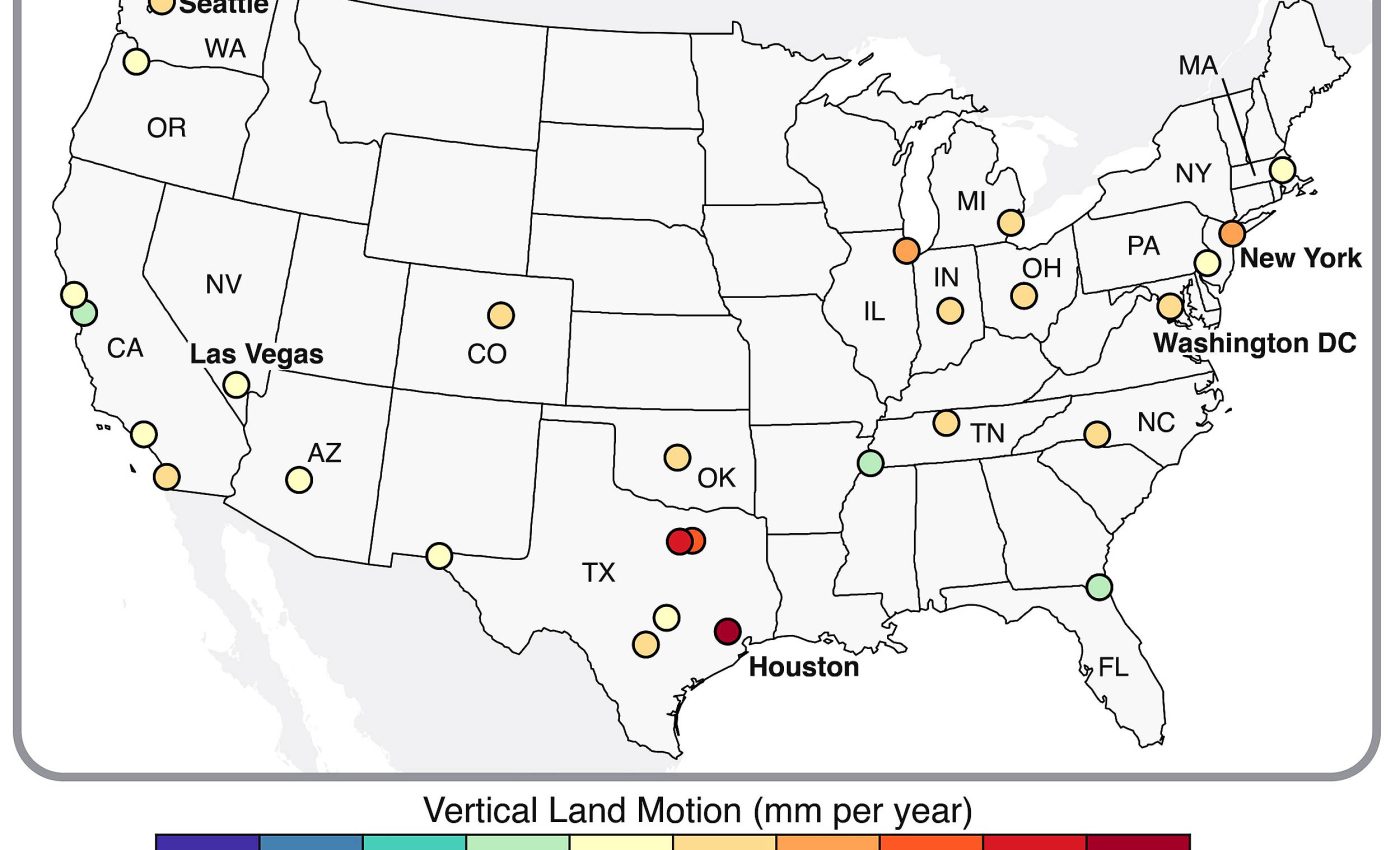 Every major city in the U.S. is sinking, and some are dropping faster than others