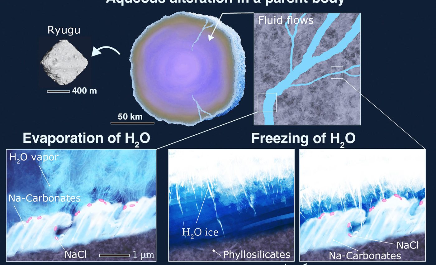 Asteroid Ryugu still had large amounts of liquid water inside over one billion years after it formed