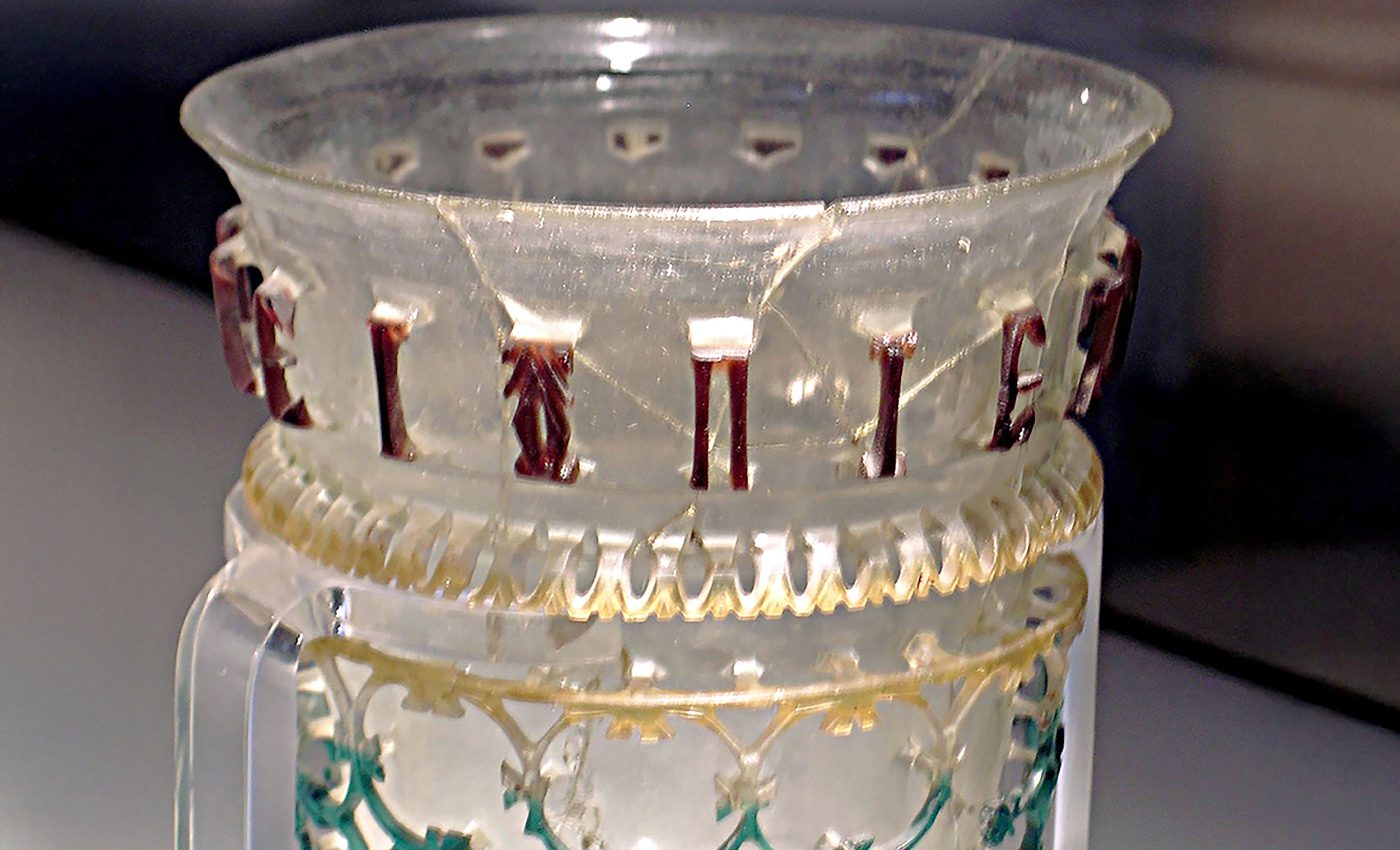 Archaeologists find beautiful Roman glass cups with unique, hidden messages inscribed